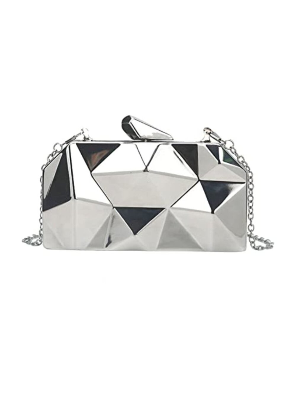 Metal Evening Clutch Purse Lattice Pattern Chain Handbag Geometric Women
